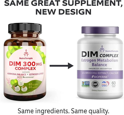 Dim Supplement [Enhanced Absorption with Bioperine, Brocolli, Calcium] Diindolylmethane Hormonal Balance for Women & Men, ...