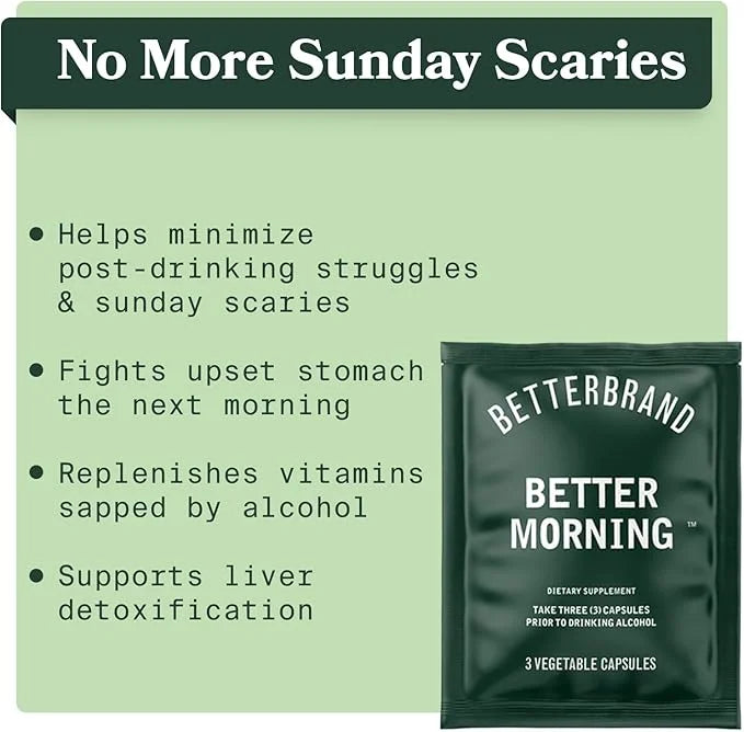 Betterbrand BetterMorning All-Natural Ingredients Including DHM | Prevents Headaches & Nausea and Supports Liver Aid | Glu...