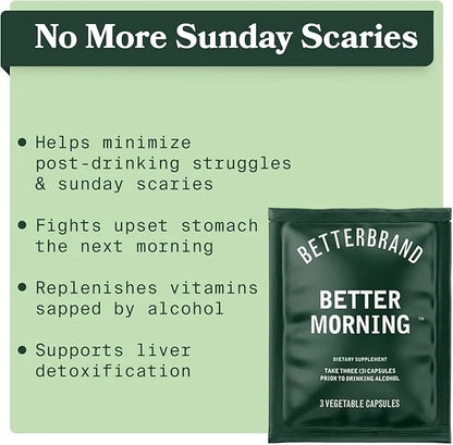 Betterbrand BetterMorning All-Natural Ingredients Including DHM | Prevents Headaches & Nausea and Supports Liver Aid | Glu...