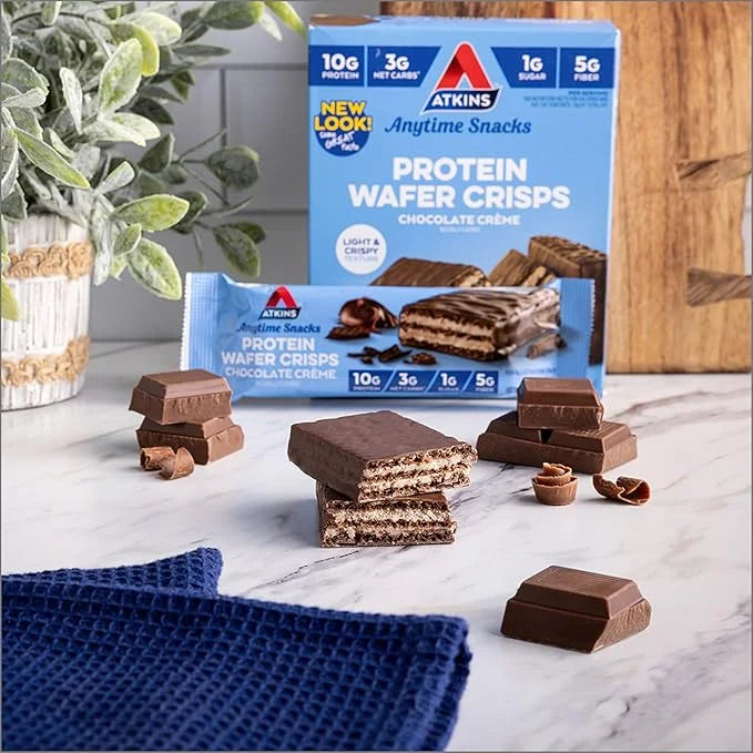 Atkins Chocolate Crème Protein Wafer Crisps, Protein Dessert, 4g Net Carb, 1g Sugar, High in Fiber, Keto Friendly, 5 Count...