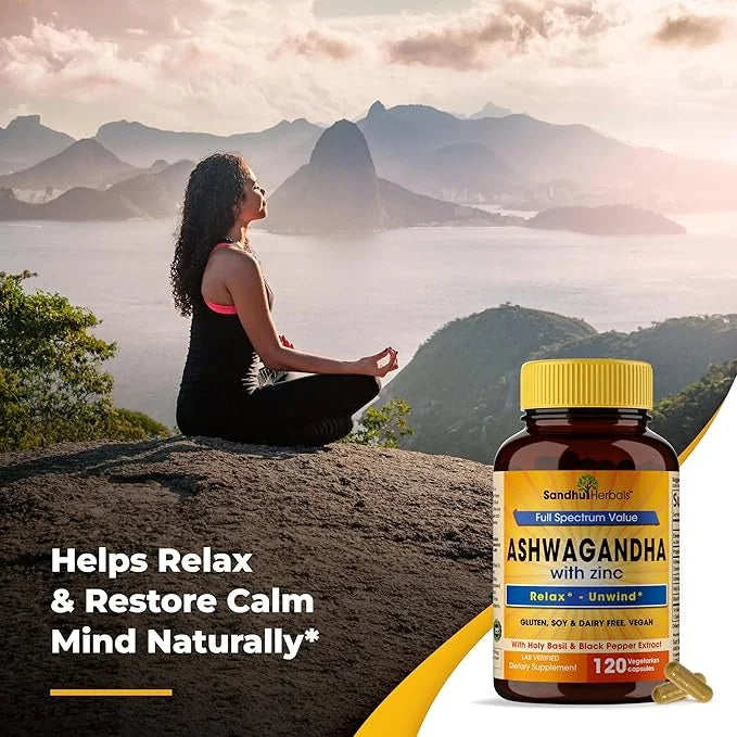 Sandhu Herbals Ashwagandha Supplement|120 Organic 4 1 Capsules, 2 months supply|8000mg with
