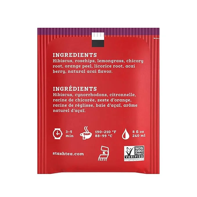 Stash Tea Acai Berry Herbal Tea - Naturally Caffeine Free, Non-GMO Project Verified Premium Tea with No Artificial Ingredi...