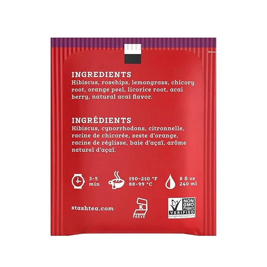 Stash Tea Acai Berry Herbal Tea - Naturally Caffeine Free, Non-GMO Project Verified Premium Tea with No Artificial Ingredi...