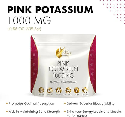 Pink Potassium Powder by Cocó March – Supports Heart Health, Muscle Function, and Bone Health. Gluten Free, Dairy Free, No...