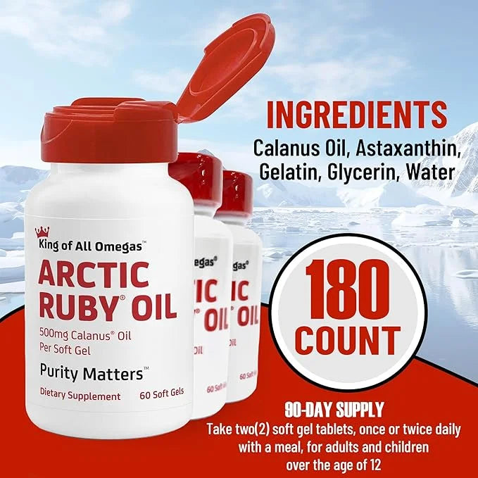 Arctic Ruby Oil 3 Supplement 2mg - 60 Softgels (3 Pack)