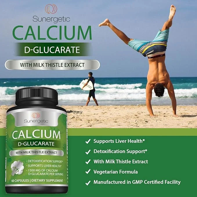 Sunergetic Premium Calcium D-Glucarate Supplement 500mg of 60 Capsules