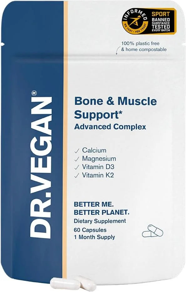 DR.VEGAN Bone & Muscle Support 60 Vegan 30 Day 160mg, Magnesium 150mg, Vitamin K2 100µg, 100µg, Vitamin D3 25µg 25µg (1000...