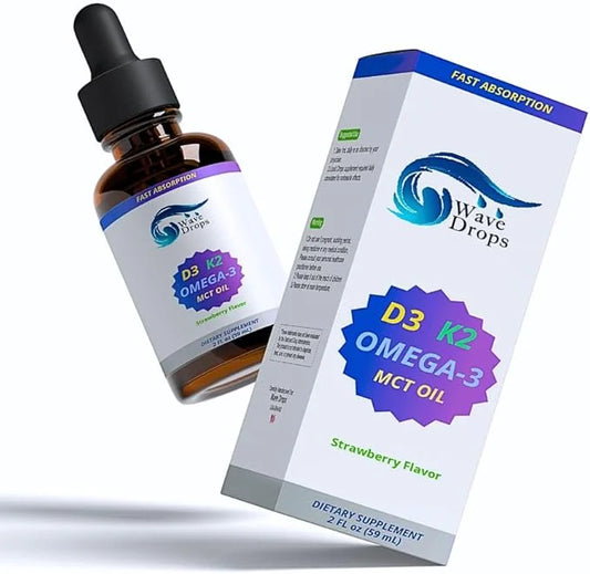 Maximum Strength Vitamin D3 & K2 + MCT Oil & Omega 3: Liquid Drops for Immune System, Brain Function & Energy (No Fillers,...