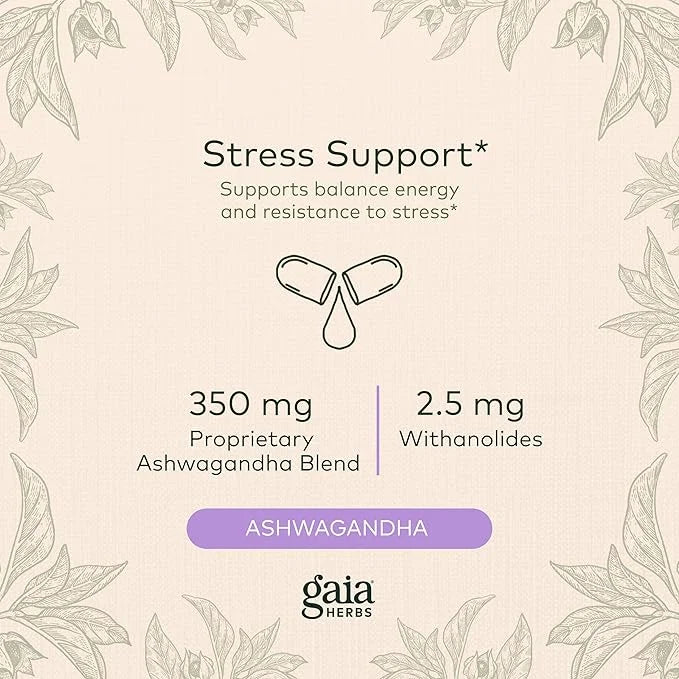 Gaia Herbs, Ashwagandha Root Vegan Liquid 60-Count (Pack 1)