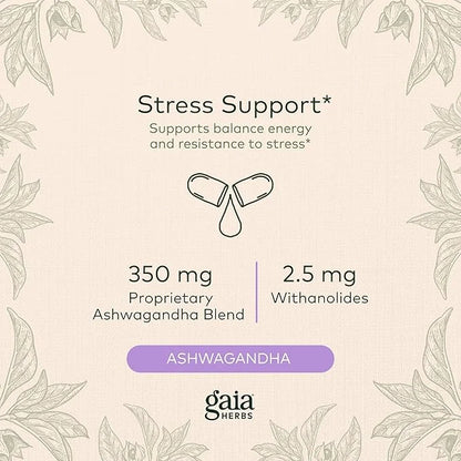 Gaia Herbs, Ashwagandha Root Vegan Liquid 60-Count (Pack 1)