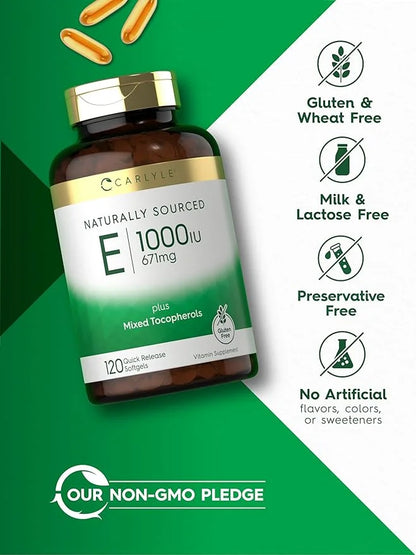 Carlyle Vitamin E Plus Mixed Tocopherols 1000 IU (671mg) | 120 Softgels