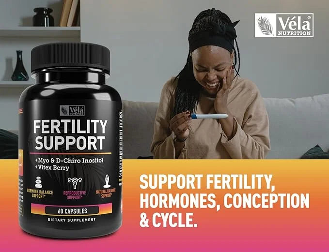 Vela Fertility Support Supplement | + Myo & D-Chiro Inositol + Vitex Berry | Reproductive Support, Hormonal & Ovarian Supp...