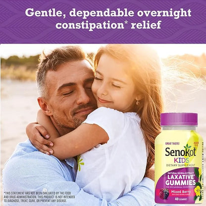 Senokot Kids Mixed Berry Laxative Gummies 2+, Senna 40 ct