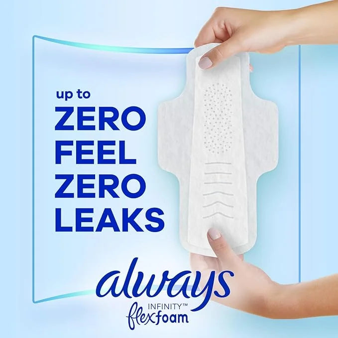 Always Infinity Feminine Pads for Women, 2 Regular, 46ct