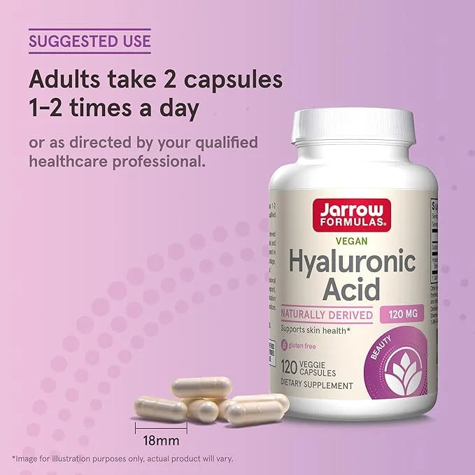 Jarrow Formulas® Hyaluronic Acid 120 mg, Dietary Supplement, Skin Health Support, 120 Veggie Capsules, Up to 60 Day Supply...