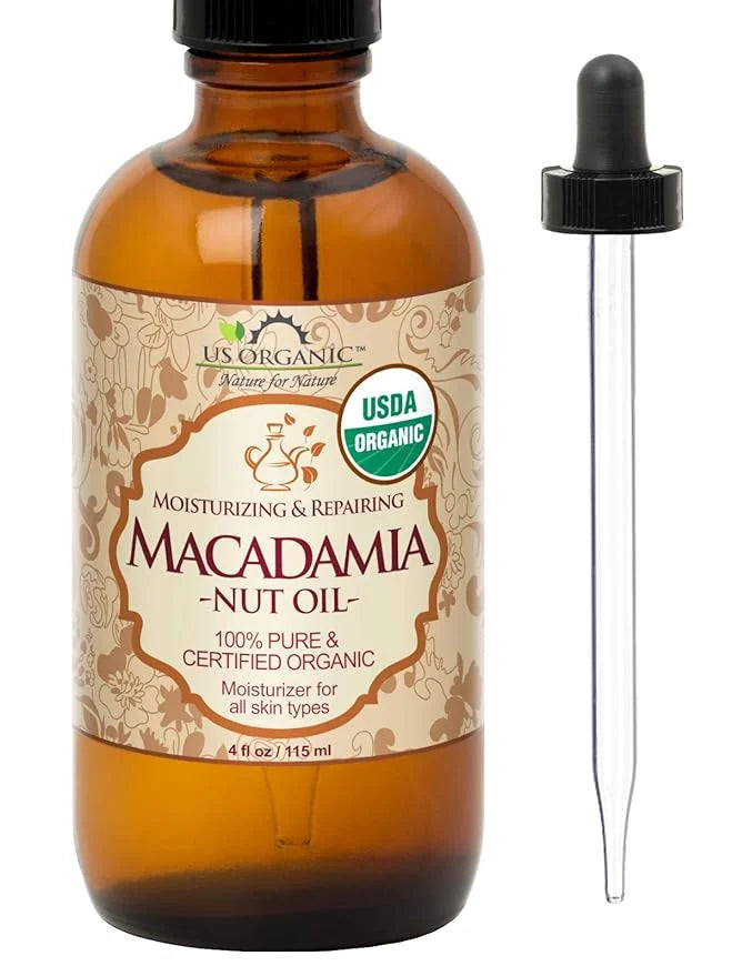 US Organic Macadamia Nut Oil Unrefined Virgin, Certified Organic, Pure & Natural, Cold Pressed, Sourced in Kenya, in Amber...