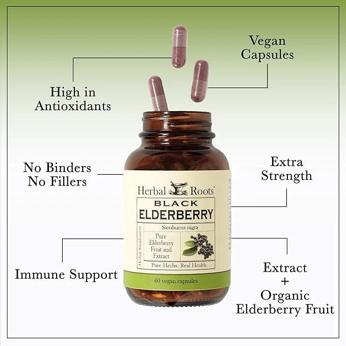 Herbal Roots Black Elderberry Capsules 4,300mg |