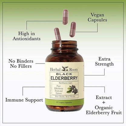 Herbal Roots Black Elderberry Capsules 4,300mg |