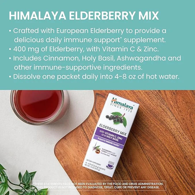 Himalaya Elderberry Mix, Drink Mix Supplement, 10-0.15 oz (4.3 g)