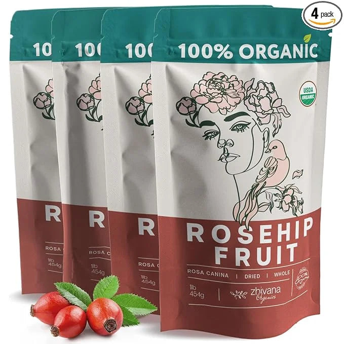 Rosehip Fruit Tea (Pack of 4) - Immune Support, Vitamin C from Food, Digestive Tea - For Kids & Adults - 4 LB - Product Image