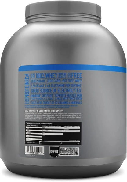 Isopure Zero Carb 100% Pure Whey Isolate Protein Powder, Lactose Free, Gluten Free, With Vitamins, Creamy Vanilla, 25g Pro...