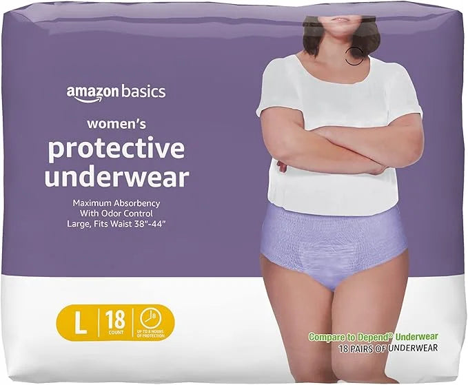 Amazon Basics Women's Protective Underwear, Incontinence 18 Count, (1 Pack 18)