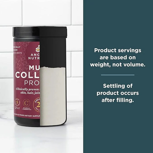 Ancient Nutrition Hydrolyzed Collagen Peptides Powder with Probiotics, Unflavored Multi Collagen Protein for Women and Men...