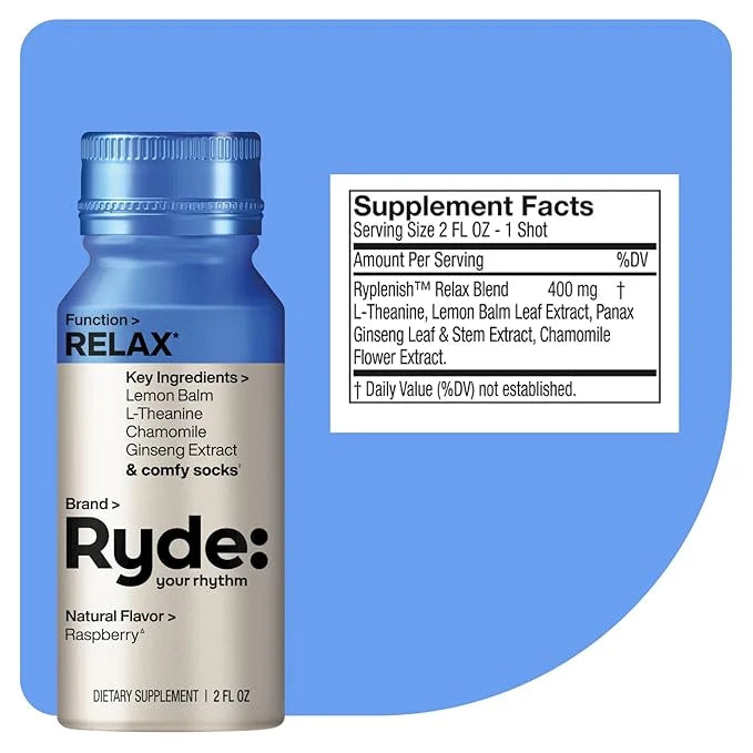 Ryde: Relax Shot 0 Calories, 0 Sugar 2 FL (8 Pack)