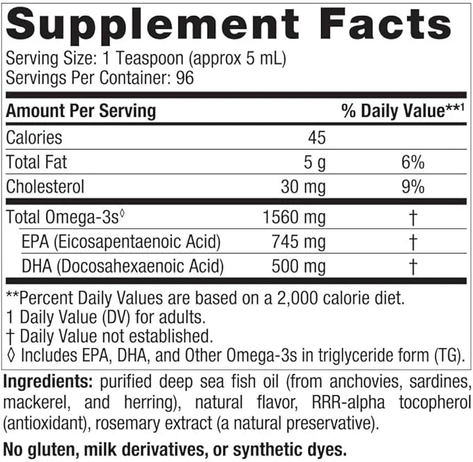Nordic Naturals Omega-3, Lemon Flavor 16 oz 1560 mg Omega-3 - 96 Servings