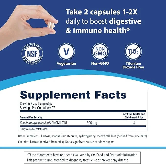 Florastor Probiotics for Digestive and Immune Health, 54 Capsules, Probiotics for Women & Men, Helps Flush Out Bad Bacteri...