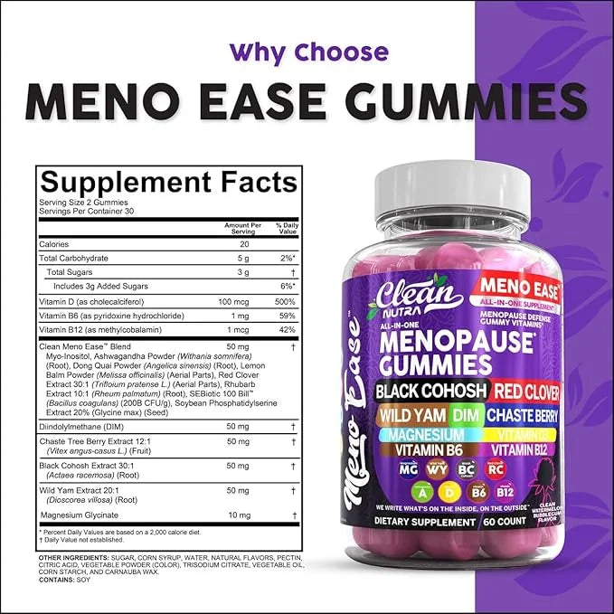 Menopause Supplement For Women Gummies with Black Cohosh, Wild Yam Magnesium, Red Clover For Menopause Relief Hormone Bala...