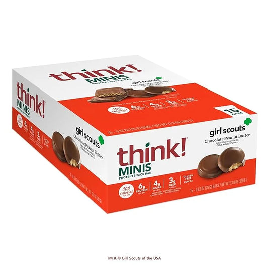 think! Minis Protein Snack Bar, Gluten Free, Girl Scouts Chocolate Peanut Butter, 15 Count - Product Image