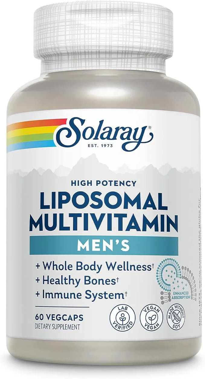 SOLARAY Liposomal Multivitamin for Men, Enhanced D3, C, B12, Zinc, 30 Servings, 60 VegCaps