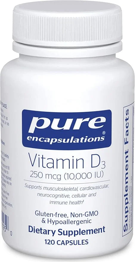 Pure Encapsulations Vitamin D3 250 mcg (10,000 IU) 120 Capsules