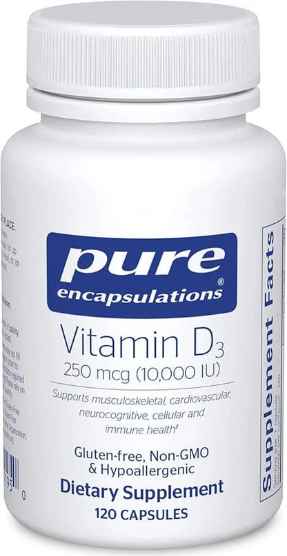 Pure Encapsulations Vitamin D3 250 mcg (10,000 IU) 120 Capsules