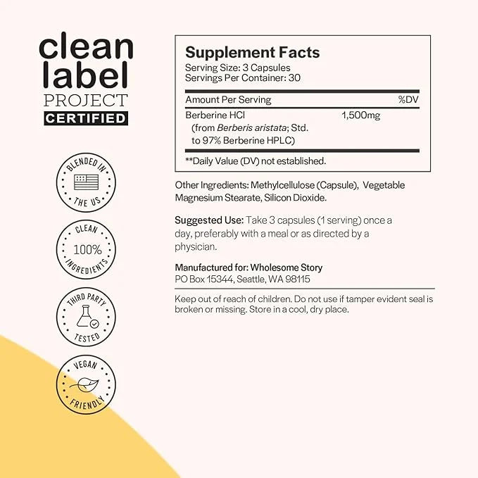 Berberine Supplement 1500mg | Berberine 500mg Per Capsule | 97% Standardized Purity | Supports Metabolic Profiles & Hormon...