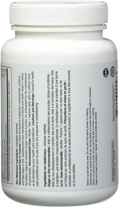 ATP LAB Ultra High Potency Magnesium 250mg, Magnesium 200mg, Magnesium 250mg, Vitamin B6 5mg 5mg - 90 Capsules