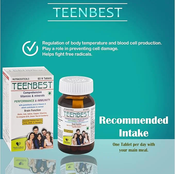 Teenbest Multivitamin & Minerals Supplement Q10, 60 60 Tablets
