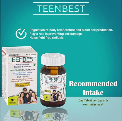 Teenbest Multivitamin & Minerals Supplement Q10, 60 60 Tablets