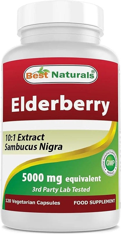 Best Naturals Elderberry Sambucus Nigra 5000mg 120 Veg