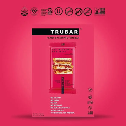 TRUBAR Vegan Protein Bar, Get In My Belly Pb & Jelly, Gluten Free, Plant Based, High Fiber, Dairy Free, Low Fat, Non GMO, ...