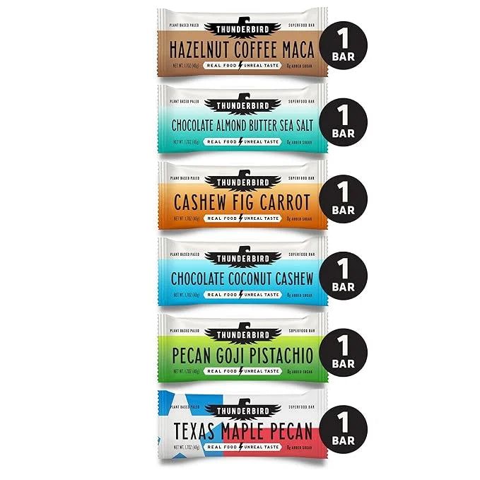 Thunderbird Real Food Bars - Gluten Free, Paleo, Vegan Snack Food Bar Variety Pack - 102 Ounce - Product Image