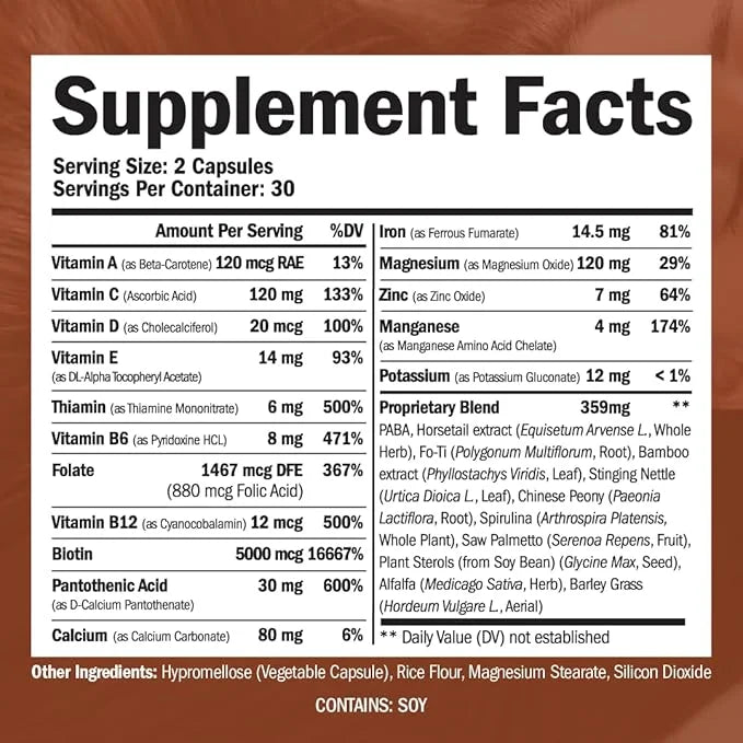 Biotin Hair, Skin & Nails Vitamins 60 Capsules