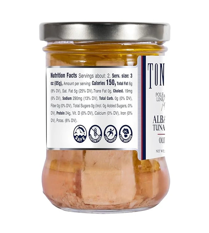 Tonnino Albacore Tuna in Olive Oil 6.3oz Premium 6-Pack: Omega-3 Rich, High Protein, Gluten-Free, Ready-to-Eat Tuna Packet...