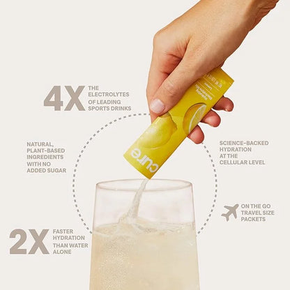 Cure Hydrating Electrolyte Mix | Powder for Dehydration Relief | Made with Coconut Water | No Added Sugar | FSA & HSA | Ve...