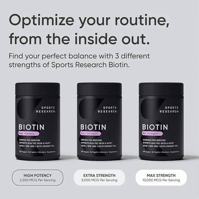 Sports Research Vegan Biotin 10,000mcg B7 for 30 Softgels