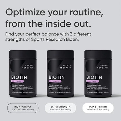 Sports Research Vegan Biotin 10,000mcg B7 for 30 Softgels