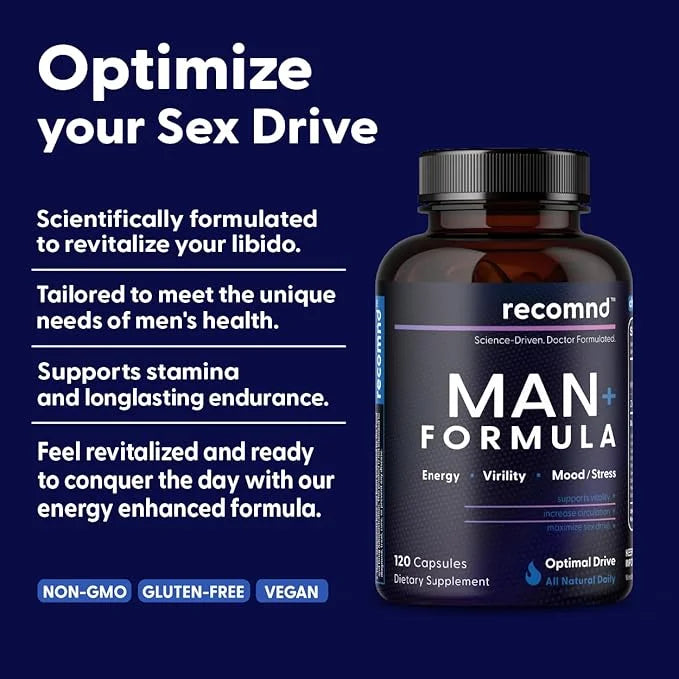 | Man+ Formula | Male Boost Supplement for Increased Energy, Prostate Health | Essential Vitamins Support - Product Image