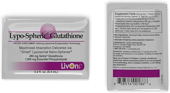 Lypo-Spheric Glutathione - 30 Packets – 450 mg 100% Non-GMO
