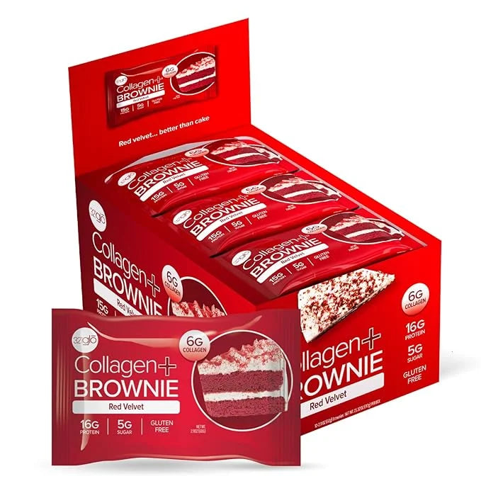 321glo Collagen Protein Brownie | Gluten Free, Low Sugar | Keto Snack for Women, Men, & Kids | 16g Protein, 6g Collagen | ...